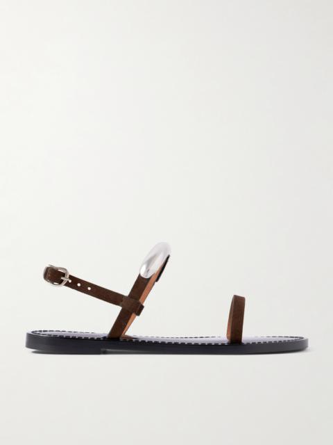 AMANU The Ghana Embellished Leather Slingback Sandals