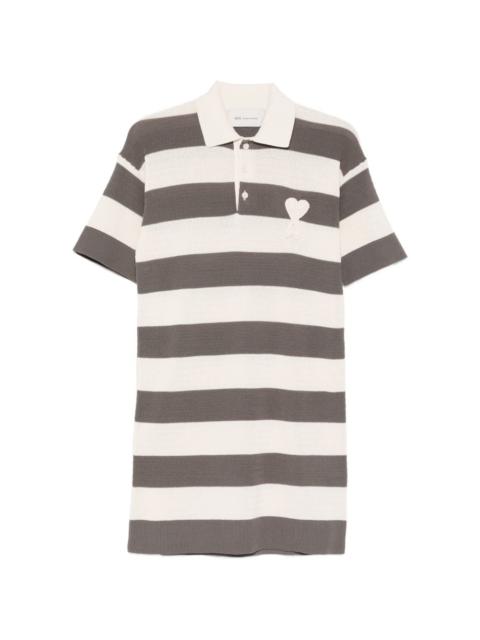 AMI Paris striped heart appliqué dress