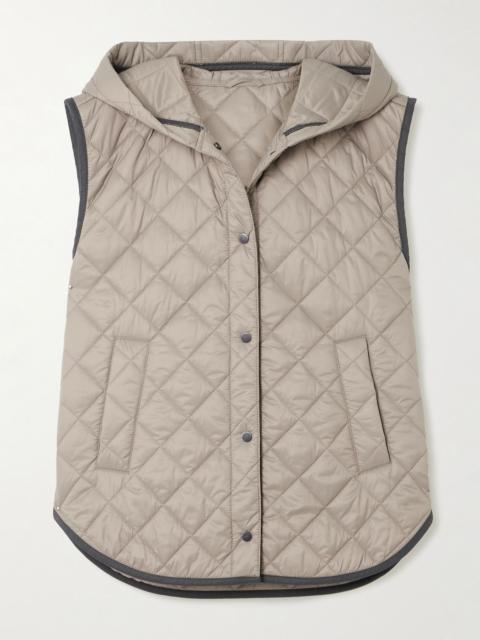 Brunello Cucinelli Hooded quilted shell vest Brown