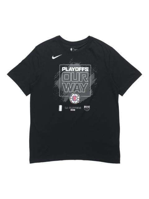 Nike Nike NBA Los Angeles Clippers 로고 알파벳 인쇄 농구 스포츠 짧은 소매 검정 DQ8987-010