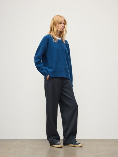 Johnstons of Elgin Maggie Reverse Stitch Blue Cashmere Jumper