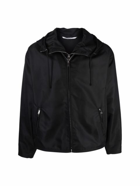 dual zip-detail hooded short jacket