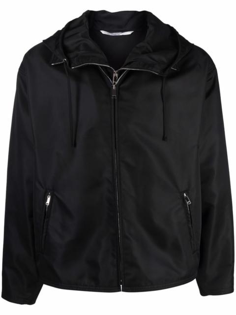 dual zip-detail hooded short jacket