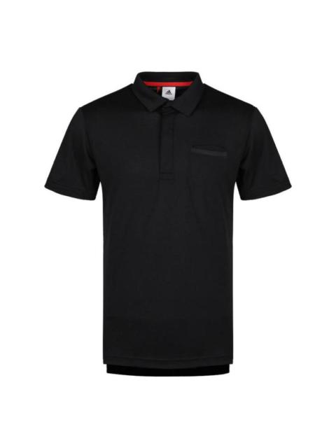 adidas Solid Color Athleisure Casual Sports Short Sleeve Polo Shirt Black CY3330