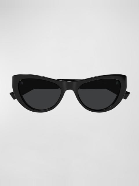 SAINT LAURENT Sleek Logo Plastic Cat-Eye Sunglasses