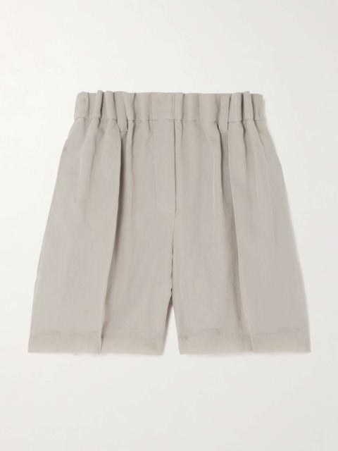 Gathered cotton-voile shorts