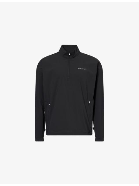 malbon High-Neck Brand-Print Stretch-Woven Top