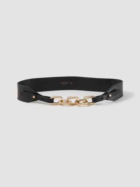 Sandro Leather belt with chain