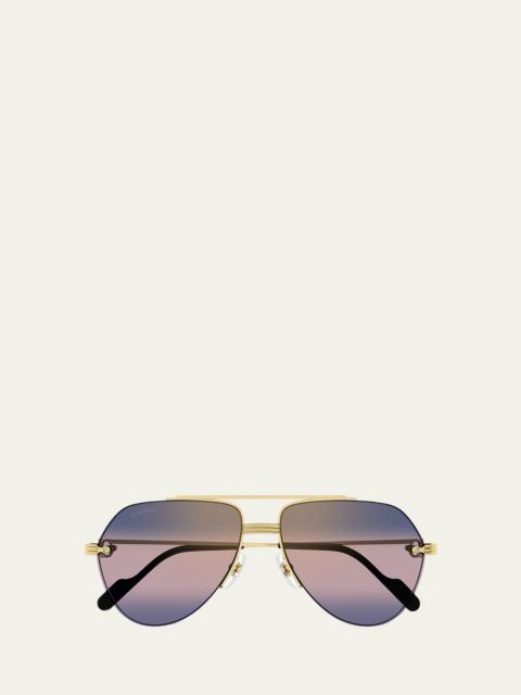 Cartier Men's CT0427SM Metal Aviator Sunglasses