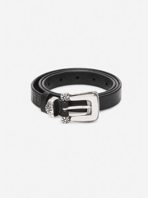 MAGDA BUTRYM Western leather belt in black and silver