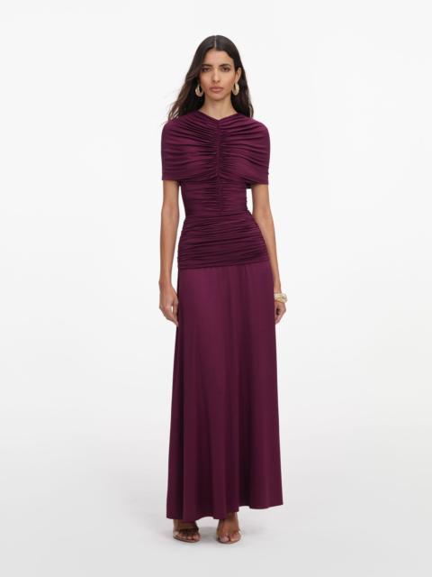 self-portrait Burgundy Jersey Gathered Midi Dress