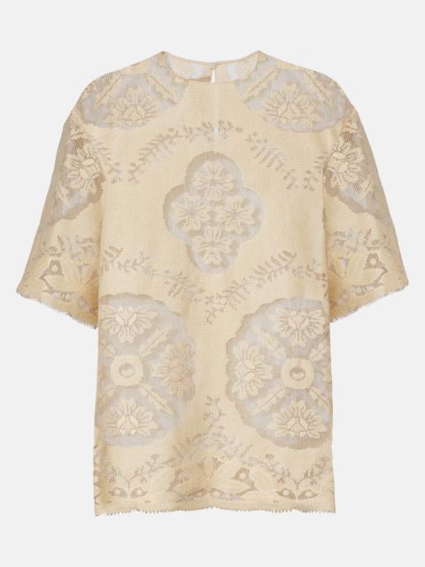 Valentino Floral knitted cotton-blend top