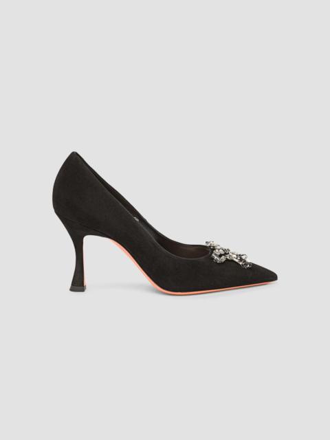 Santoni Women's Embellished 85MM Suede Pumps - Black