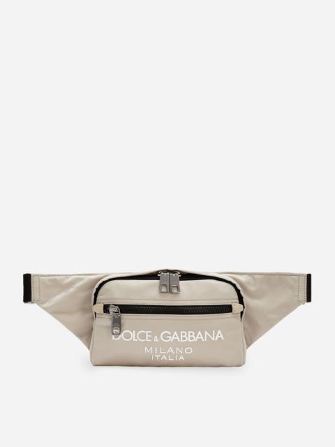Dolce & Gabbana Small nylon belt bag with rubberized logo