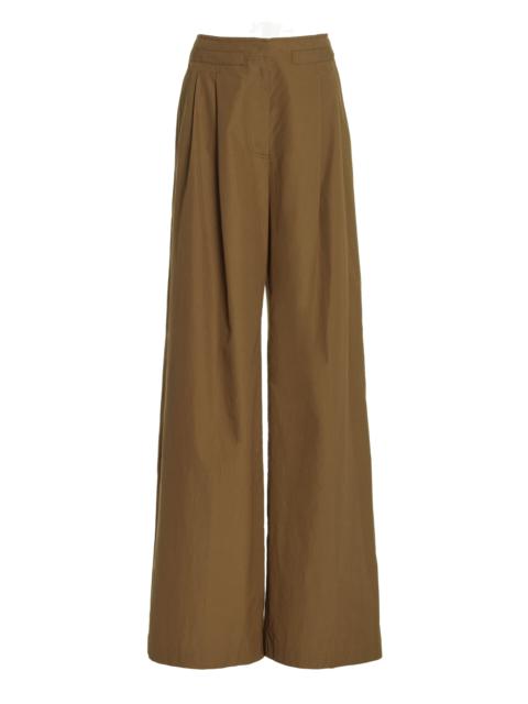 ULLA JOHNSON Lani Cotton Wide-Leg Pants olive