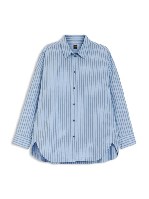 BOSS STRIPED OVERSIZED-FIT BLOUSE IN COTTON POPLIN