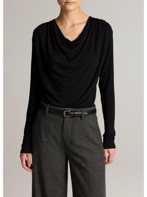 Vince Jersey Draped Cowl-Neck Long-Sleeve Top