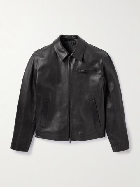 Brioni Leather Blouson Jacket Black