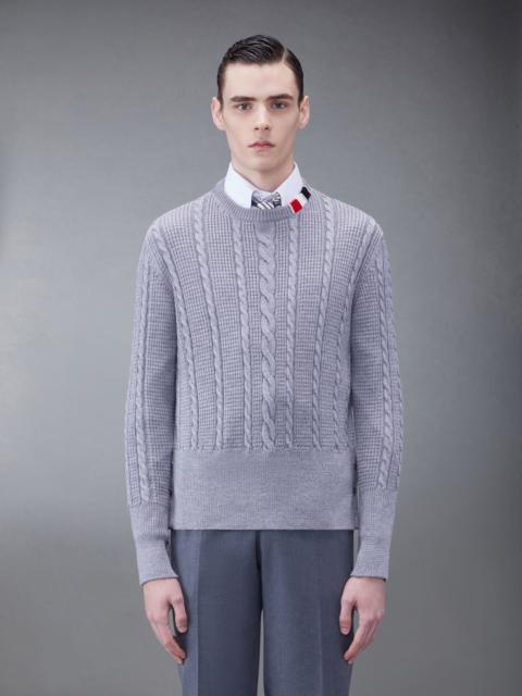 RWB-stripe cable-knit wool jumper