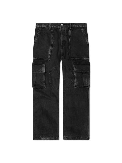 NAHMIAS DENIM LOGO CARGOS - CHARCOAL WASH
