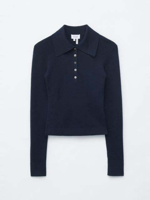 & Other Stories Rib-Knit Merino Polo Top