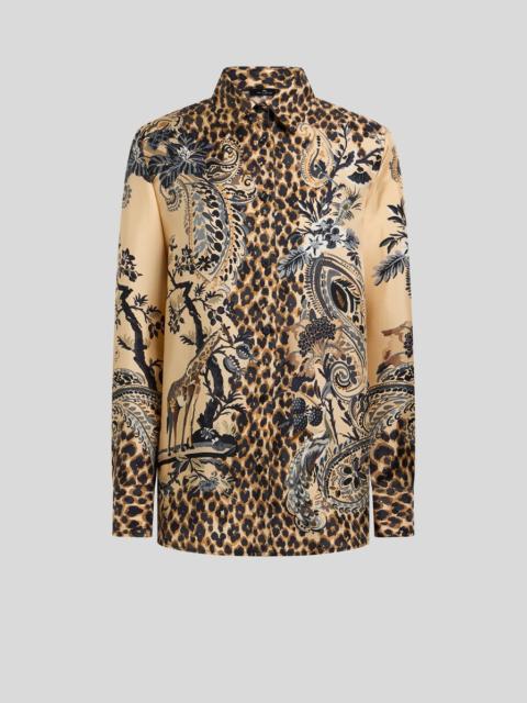Etro SILK SHIRT WITH PLACED LEOPARD PRINT