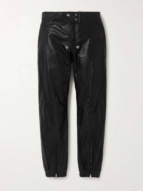 Leather tapered pants