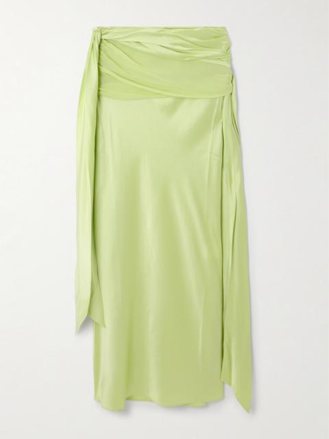 CHRISTOPHER ESBER Knot-detailed Gathered Chiffon-trimmed Silk-satin Maxi Skirt