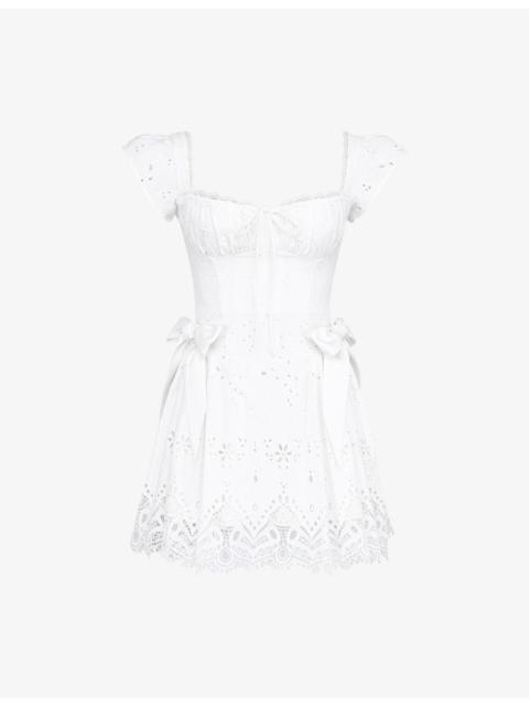 House of CB Giglio Frill-Trim Broderie Cotton Mini Dress