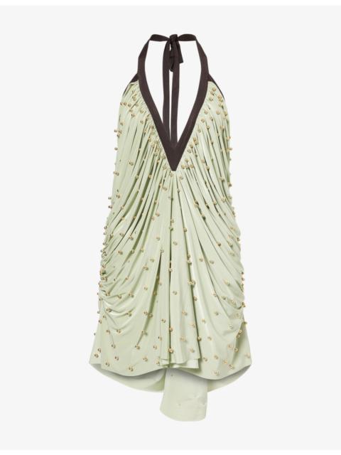 SIEDRÉS Sage Embellished Stretch-Jersey Mini Dress