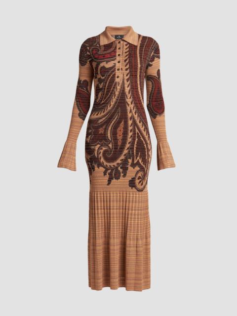 Etro Women's Stamped Paisley Knit Polo Maxi Dress - Multi