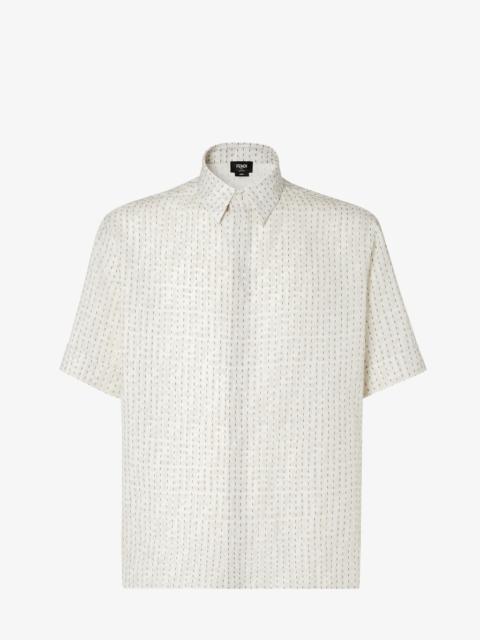 Shirt Beige FF linen shirt with topstitching