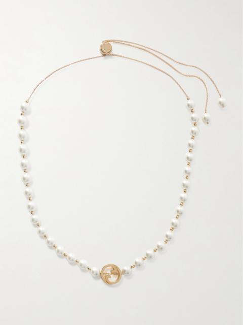 GUCCI Interlocking G Gold-tone Faux Pearl Necklace