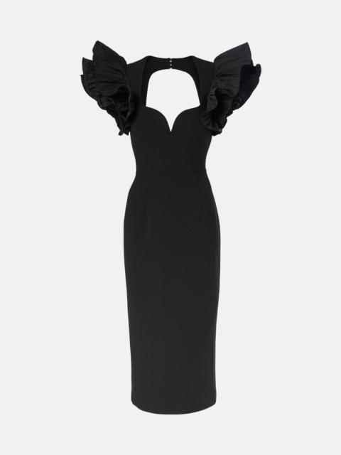 REBECCA VALLANCE Ella Puff Ruffle-Sleeve Midi Dress | neimanmarcus |  REVERSIBLE