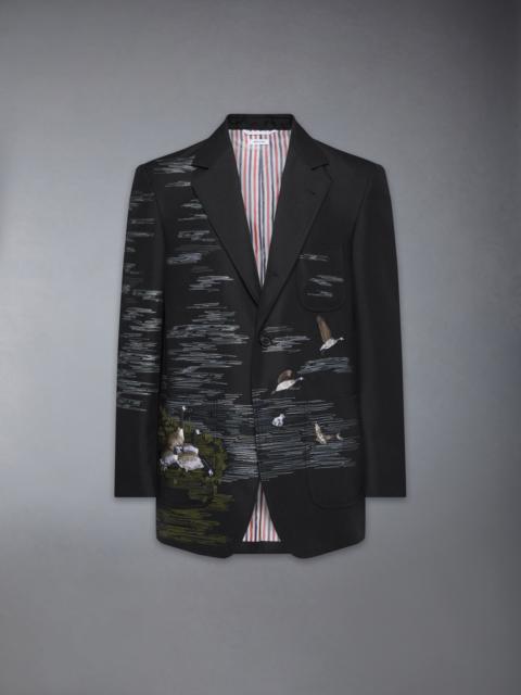 Thom Browne GOOSE SCENIC SATIN STITCH AND EMBROIDERY SPORTCOAT