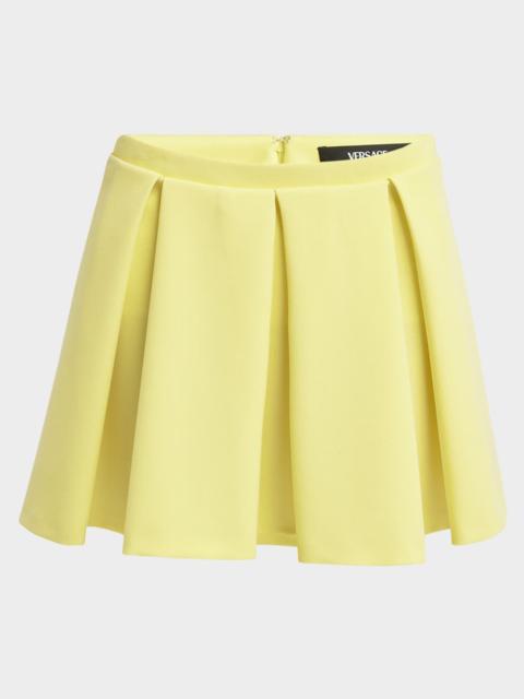VERSACE Pleated Wool Grain De Poudre Mini Skirt