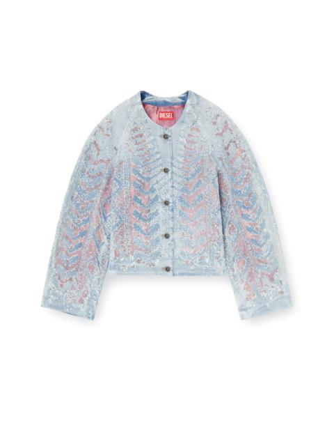 Diesel JACKET IN MICROSTONE DEVORÉ DENIM