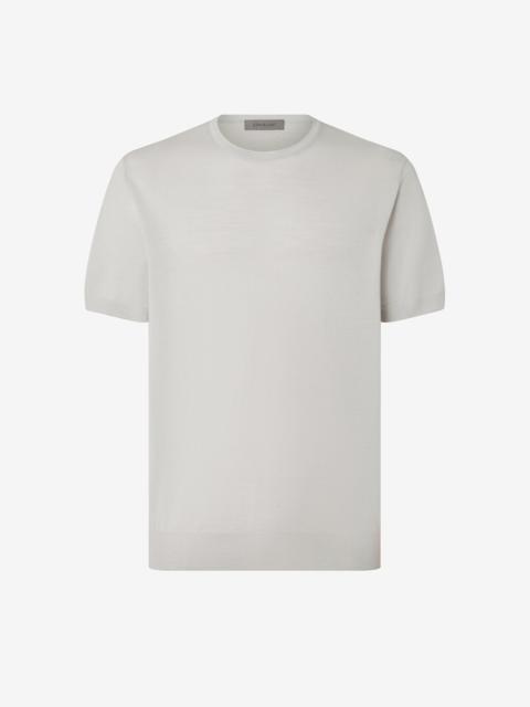 CORNELIANI Pearl grey ultra fine 120’s wool crew neck jumper