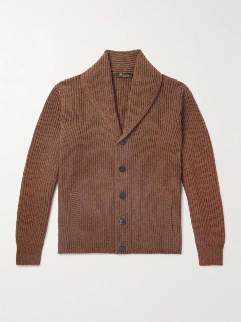 Shawl-Collar Ribbed Wool Cardigan