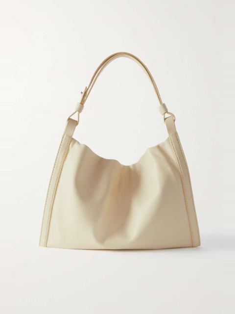 Minetta leather-trimmed suede tote