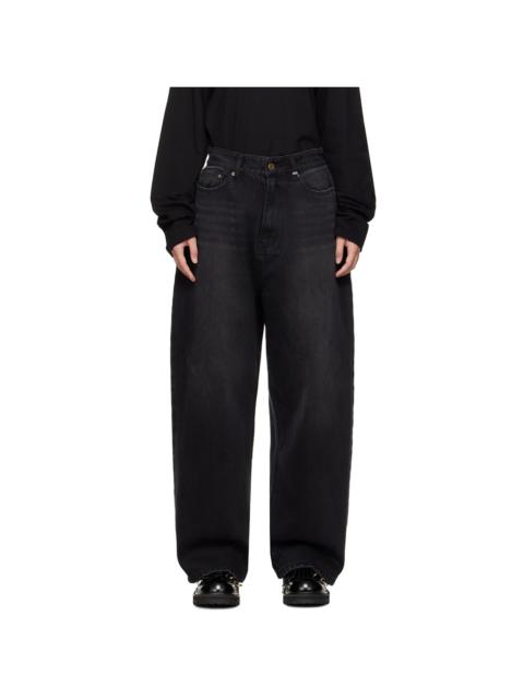 We11done Black Washed Loose-Fit Jeans