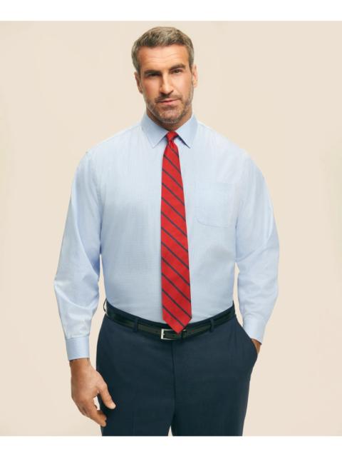 Brooks Brothers Big & Tall Stretch Supima® Cotton Non-Iron Pinpoint Oxford Ainsley Collar, Gingham Dress Shirt
