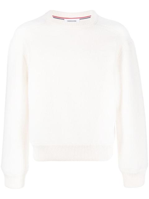 Thom Browne logo-patch crew neck jumper