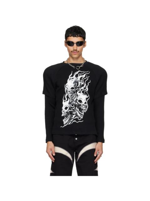 Thug Club Black Bulk Shoulder Three Riding Skull Layered T-shirt