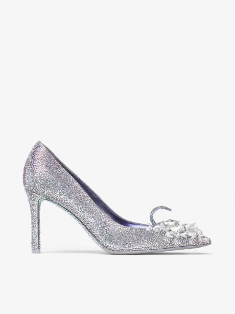 Crystal Slipper 85
Iridescent Crystal Pointed-Toe Pumps with Hearts