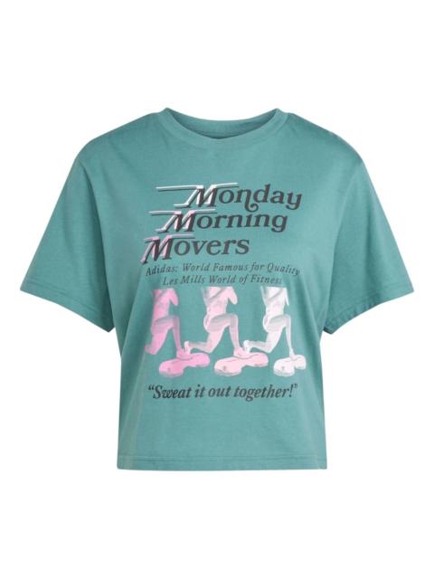 adidas (WMNS) adidas x Les Mills Movers Graphic T-Shirt 'Preloved Teal' KE7815