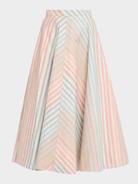 CHRISTOPHER JOHN ROGERS Crayon Stripe Circle Skirt