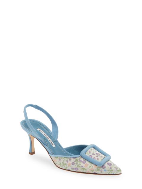 Mayslibi Floral Pointed Toe Slingback Pump