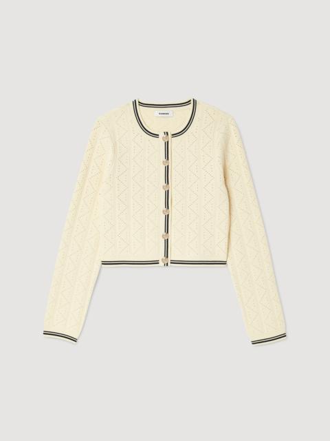 Sandro Cropped pointelle knit cardigan