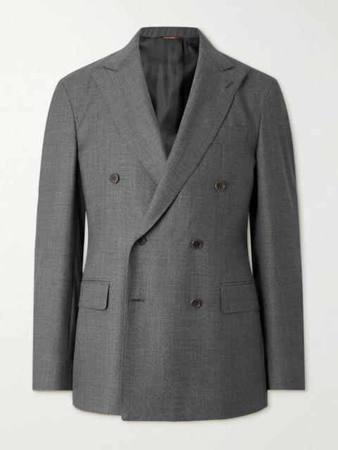 Canali Double-Breasted Wool Suit Jacket Gray